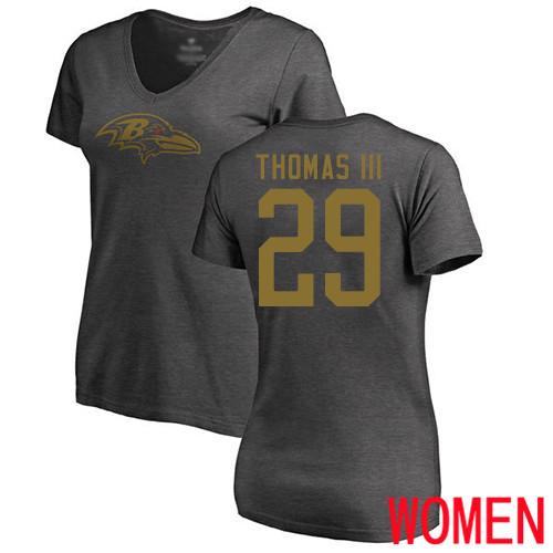 Baltimore Ravens Ash Women Earl Thomas III One Color NFL Football #29 T Shirt->women nfl jersey->Women Jersey